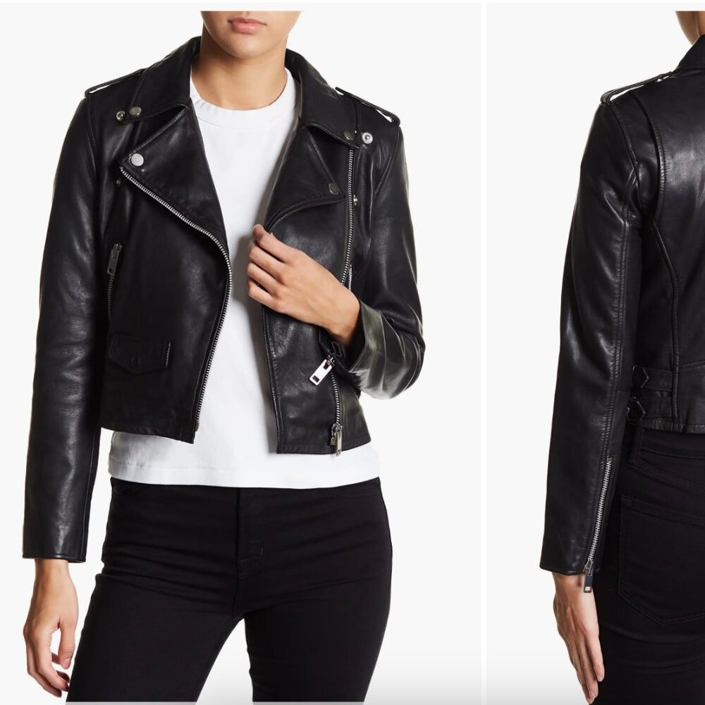 Walter Baker black lamb leather jacket size XS